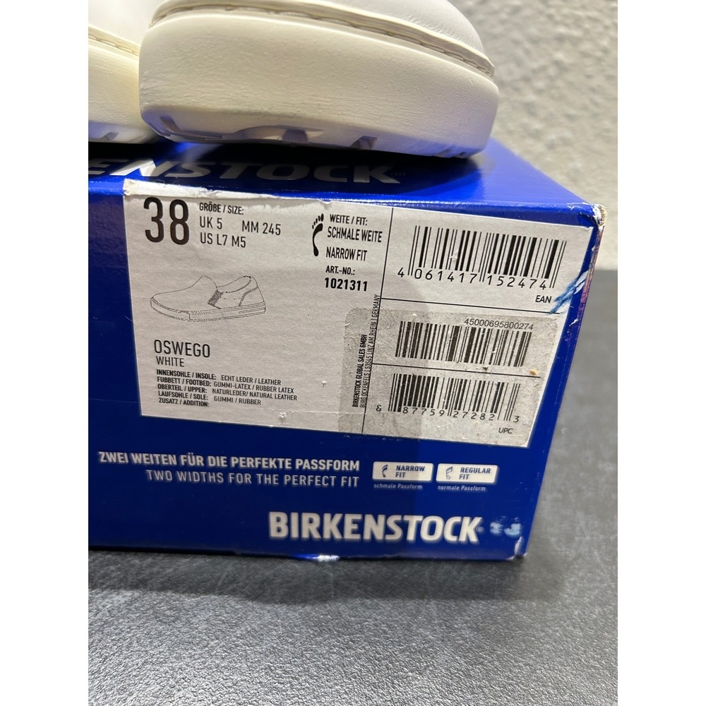Birkenstock Oswego Leather White EU 38 US L7 M5‎ Womens Mens - Picture 12 of 12